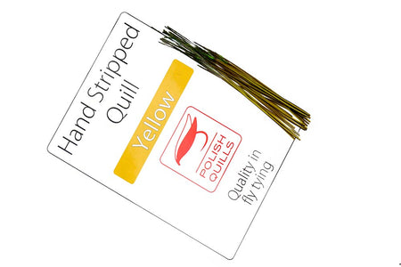 Du tilføjede <b><u>Hand Stripped Peacock Quill - Yellow</u></b> til kurven.