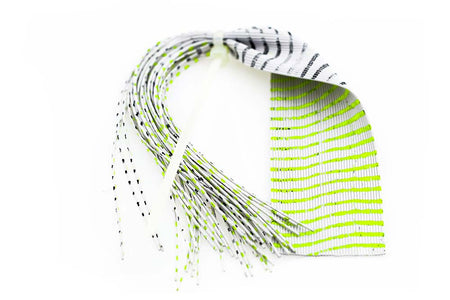 Du tilføjede <b><u>Barred Round Rubber Legs - White/Black/Chartreuse Green (FL)</u></b> til kurven.
