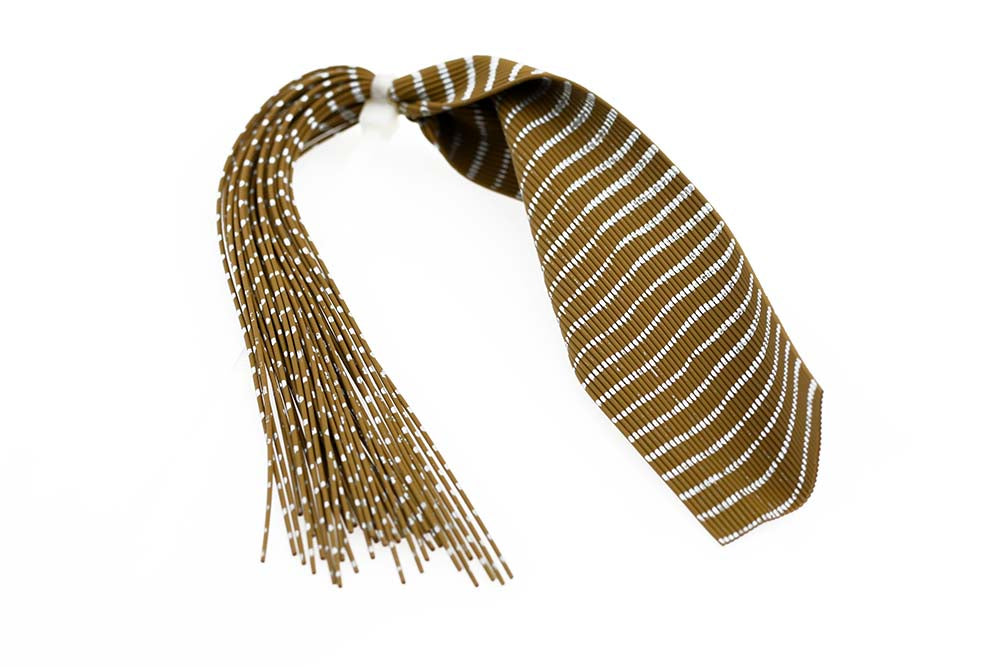 Barred Round Rubber Legs - Brown/Silver
