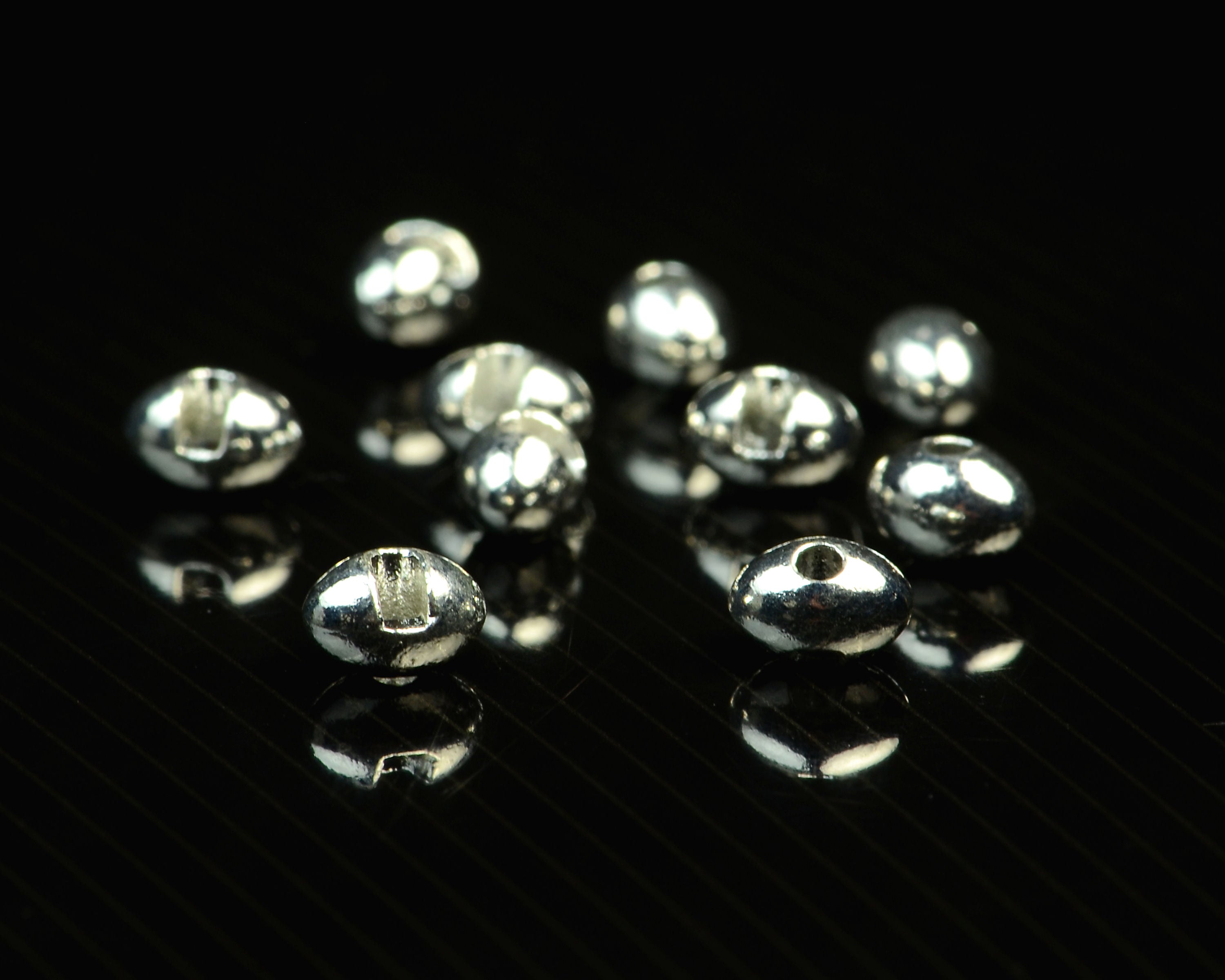 Spawn Slotted Tungsten Football Beads - 7.0 mm - Silver